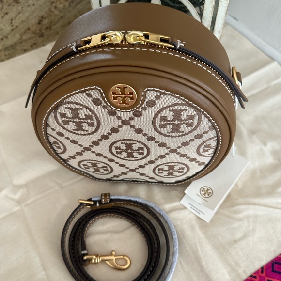 NEW Tory Burch T Monogram Hazelnut Jacquard Circle Bag - $478 - Picture 7 of 7